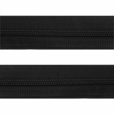 Рулонная молния с покрытием PVC спираль тип 3 (упак.270м) -черная с полосой СВО - купить в Ульяновске. Цена: 12.74 руб.