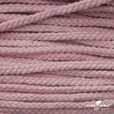 Шнур плетеный d-6 мм круглый, 70% хлопок 30% полиэстер, уп.90+/-1 м, цв.1087-розовый - купить в Ульяновске. Цена: 588 руб.