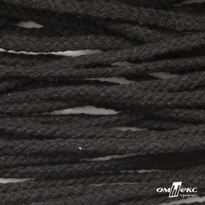 Шнур плетеный d-6 мм круглый, 70% хлопок 30% полиэстер, уп.90+/-1 м, цв.1078-черный - купить в Ульяновске. Цена: 588 руб.