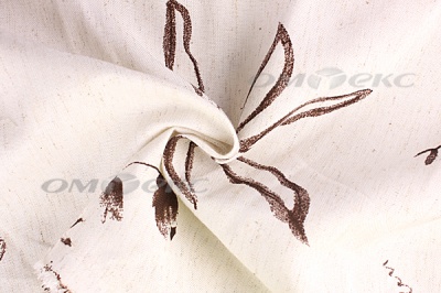 Портьерная ткань лен-печать "Розабель", С1 (молоко+венге), 280 см - купить в Ульяновске. Цена 707.11 руб.