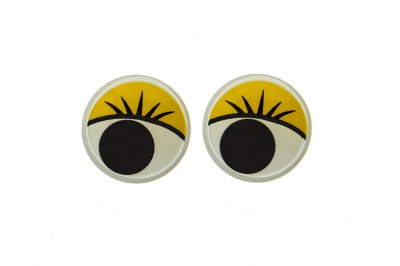 Глазки для игрушек, круглые, с бегающими зрачками, 12 мм/упак.50+/-2 шт, цв. -желтый - купить в Ульяновске. Цена: 95.04 руб.