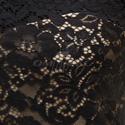 Кружевное полотно #3378, 150 гр/м2, шир.150см, цвет чёрный - купить в Ульяновске. Цена 370.97 руб.