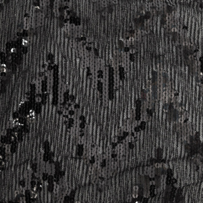 Трикотажное полотно с пайетками, шир.130 см, #311-бахрома чёрная - купить в Ульяновске. Цена 1 183.35 руб.