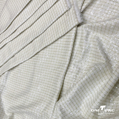 Ткань костюмная с пайетками, 100%полиэстр, 460+/-10 гр/м2, 150см #309 - цв. молочный - купить в Ульяновске. Цена 1 203.93 руб.
