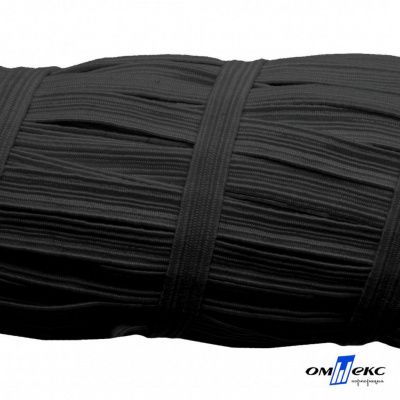 Резиновые нити с текстильным покрытием, шир. 6 мм (55 м/уп), цв.-черный - купить в Ульяновске. Цена: 210.75 руб.