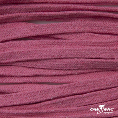 Шнур плетеный d-8 мм плоский, 70% хлопок 30% полиэстер, уп.85+/-1 м, цв.1029-розовый - купить в Ульяновске. Цена: 735 руб.