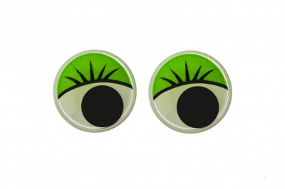Глазки для игрушек, круглые, с бегающими зрачками, 15 мм/упак.50+/-2 шт, цв. -зеленый - купить в Ульяновске. Цена: 113.01 руб.