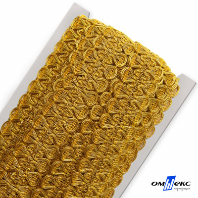 Тесьма металлизированная 0384-0777, шир. 34 мм/уп. 25+/-1 м, цвет золото - купить в Ульяновске. Цена: 586.51 руб.