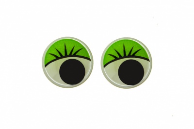 Глазки для игрушек, круглые, с бегающими зрачками, 12 мм/упак.50+/-2 шт, цв. -зеленый - купить в Ульяновске. Цена: 95.04 руб.