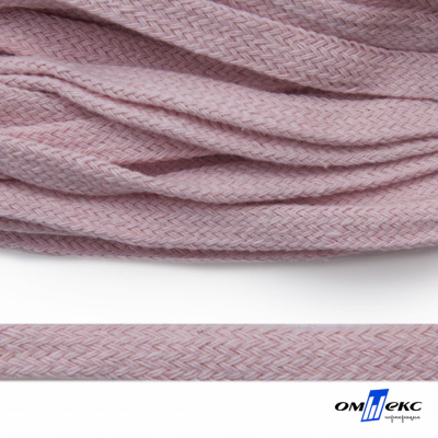 Шнур плетеный d-8 мм плоский, 70% хлопок 30% полиэстер, уп.85+/-1 м, цв.1019-св.розовый - купить в Ульяновске. Цена: 735 руб.