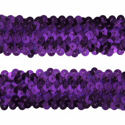 Тесьма с пайетками 12, шир. 30 мм/уп. 25+/-1 м, цвет фиолет - купить в Ульяновске. Цена: 1 098.48 руб.