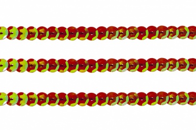 Пайетки "ОмТекс" на нитях, CREAM, 6 мм С / упак.73+/-1м, цв. 96 - красный - купить в Ульяновске. Цена: 484.77 руб.