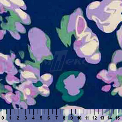 Штапель принт (100% вискоза) D4,C3, 110 гр/м2, шир.140см, принт цветы/василёк - купить в Ульяновске. Цена 343 руб.