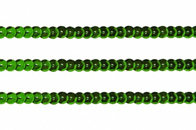 Пайетки "ОмТекс" на нитях, SILVER-BASE, 6 мм С / упак.73+/-1м, цв. 4 - зеленый - купить в Ульяновске. Цена: 484.77 руб.