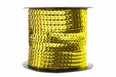 Пайетки "ОмТекс" на нитях, SILVER-BASE, 6 мм С / упак.73+/-1м, цв. А-1 - т.золото - купить в Ульяновске. Цена: 468.37 руб.