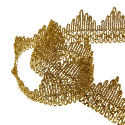 Тесьма металлизированная 0384-0240, шир. 40 мм/уп. 25+/-1 м, цвет золото - купить в Ульяновске. Цена: 490.74 руб.