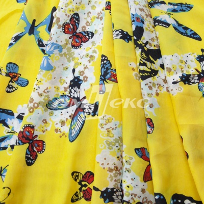 Плательная ткань "Софи" 7.2, 75 гр/м2, шир.150 см, принт бабочки - купить в Ульяновске. Цена 241.49 руб.