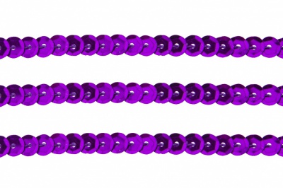 Пайетки "ОмТекс" на нитях, SILVER-BASE, 6 мм С / упак.73+/-1м, цв. 12 - фиолет - купить в Ульяновске. Цена: 300.55 руб.